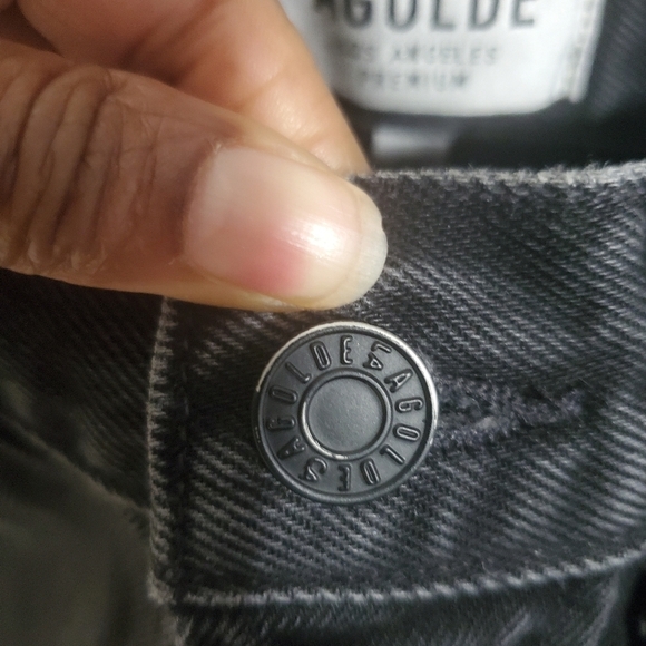 Agolde Jamie High Rise Skinny Very Distressed Black Cropped Jeans Size 24 - Picture 9 of 12